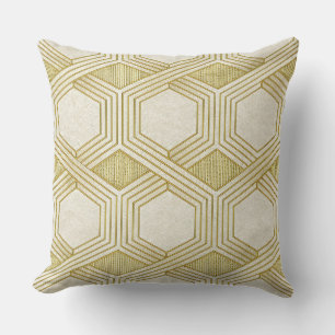 Cojín Decorativo Patrón de hexágono de oro lujoso - Textura de márm