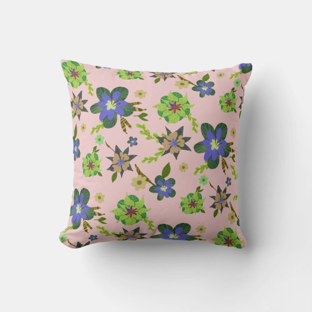 Cojín Decorativo Patrón de Hibiscus Púrpura Moderno (Anverso)