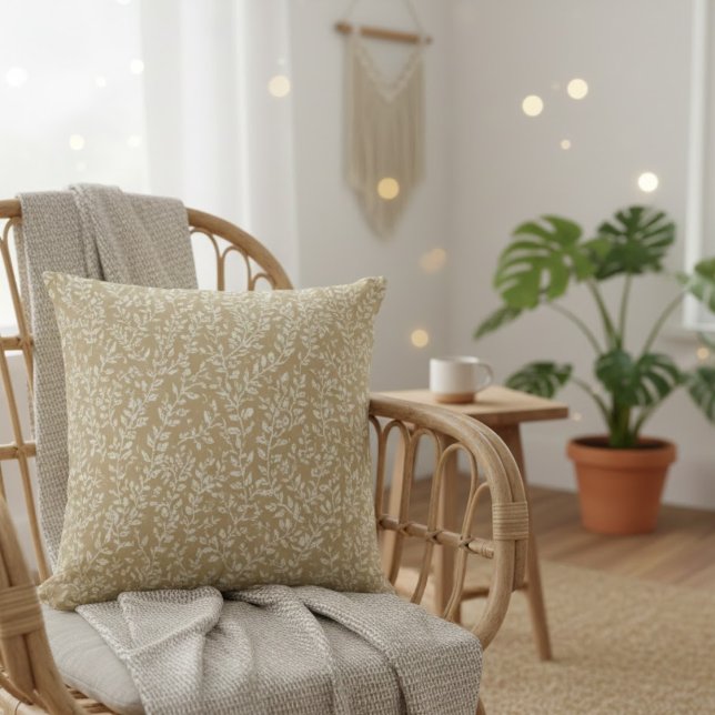 Cojín Decorativo Patrón de hoja boho dibujado a mano (Subido por el creador)