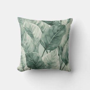 Cojín Decorativo Patrón de hoja botánica verde decorativo