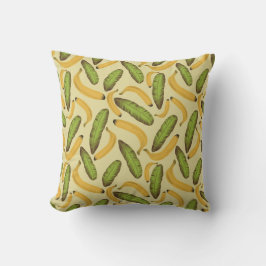 Cojín Decorativo Patrón de hoja de plátano amarillo tropical