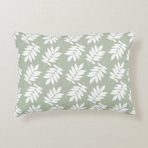 Cojín Decorativo Patrón de hoja de saúco 2 vías verde + blanco
