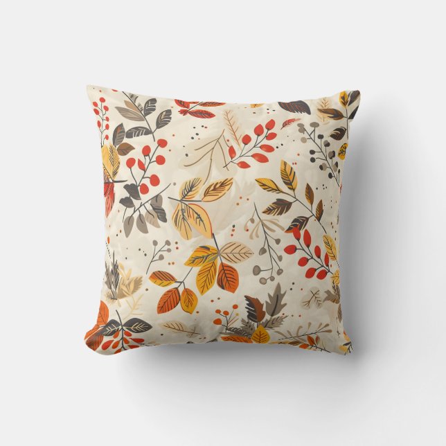 Cojín Decorativo Patrón de hoja estética (Anverso)