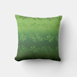 Cojín Decorativo Patrón de hoja floral de rayas con gradiente verde