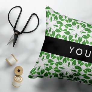 Cojín Decorativo Patrón de Hoja, Hojas Verdes, Tu Nombre