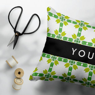 Cojín Decorativo Patrón de Hoja, Hojas Verdes, Tu Nombre
