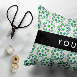 Cojín Decorativo Patrón de Hoja, Hojas Verdes, Tu Nombre