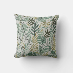 Cojín Decorativo Patrón de hoja tropical sin soldadura - Bota verde