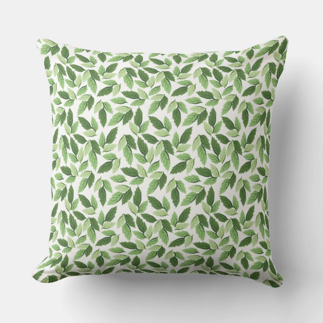 Cojín Decorativo Patrón de hoja verde personalizar (Anverso)