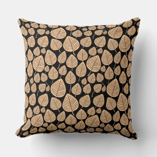 Cojín Decorativo Patrón de hojas 02 - Arena en negro
