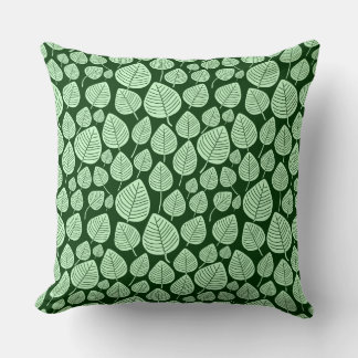 Cojín Decorativo Patrón de hojas 02 - Verde fantasma sobre verde de