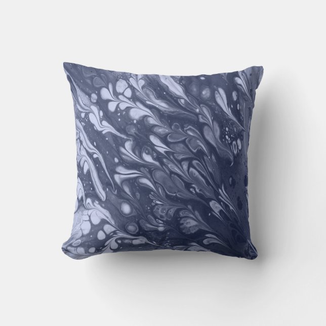 Cojín Decorativo Patrón de hojas azules (Anverso)