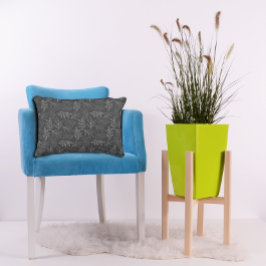 Cojín Decorativo Patrón de hojas blancas gris oscuro Pilar de acent