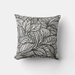 Cojín Decorativo Patrón de hojas blancas y negras