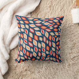 Cojín Decorativo Patrón de hojas de estilo boho de oro rojo azul