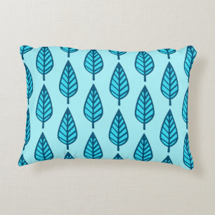 Cojín Decorativo Patrón de hojas de haya - Sombras de azul celeste