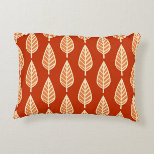 Cojín Decorativo Patrón de hojas de haya - Tonos de mandarina naran