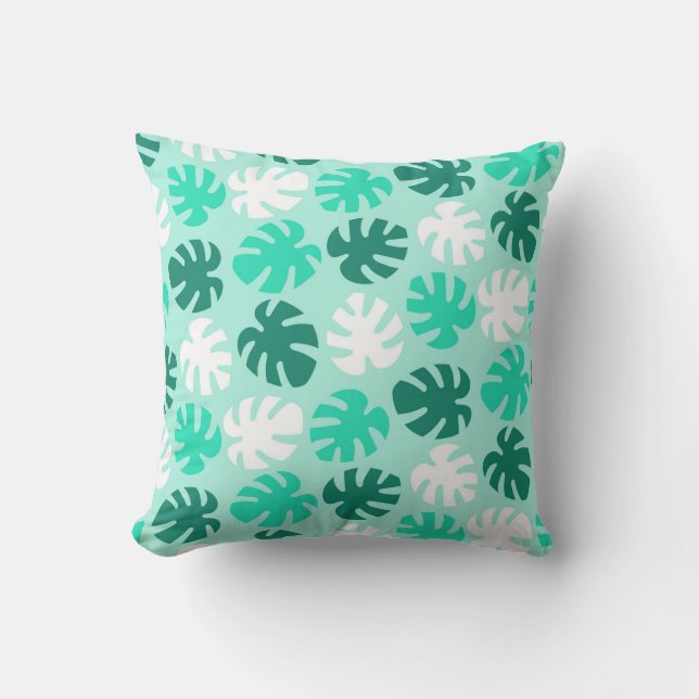 Cojín Decorativo Patrón de hojas de monastera tropical (Anverso)