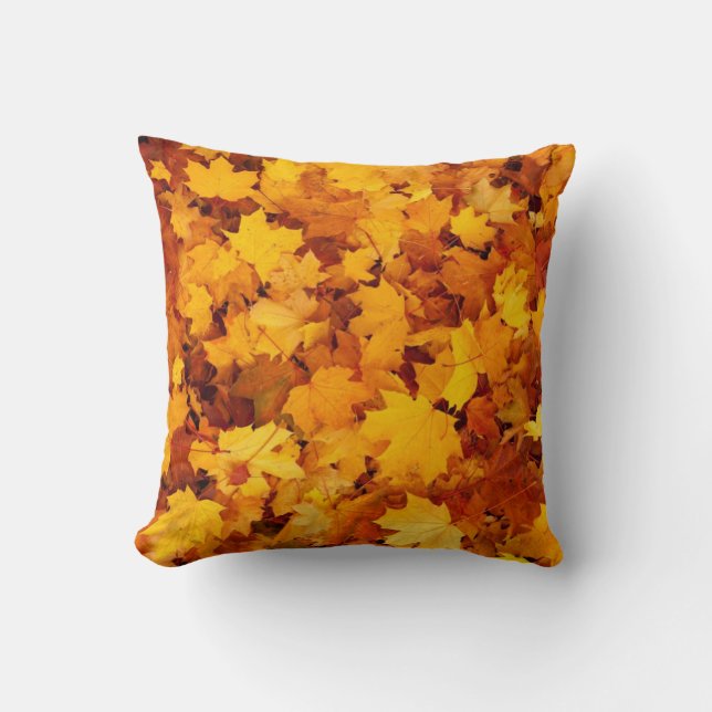 Cojín Decorativo Patrón de Hojas de Otoño (Anverso)