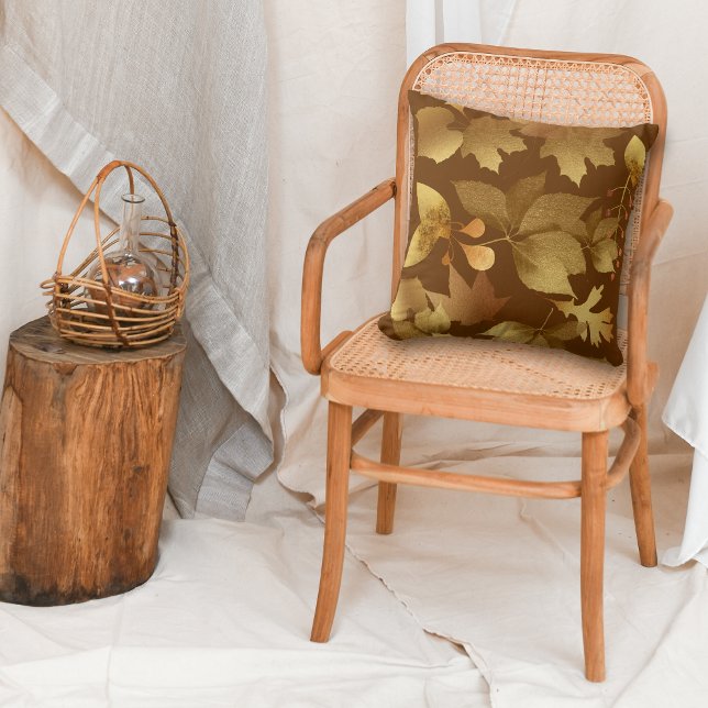 Cojín Decorativo Patrón de hojas de otoño doradas (Subido por el creador)