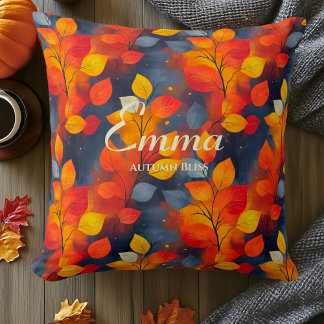 Cojín Decorativo Patrón de hojas de otoño feliz | Decoración de oto