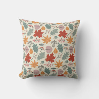 Cojín Decorativo Patrón de hojas de otoño y maíz vintage