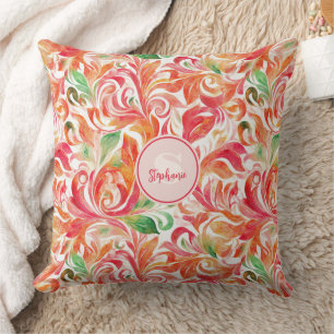 Cojín Decorativo Patrón de hojas de paisley coloridas de inspiració