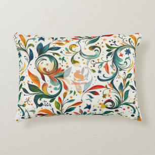 Cojín Decorativo Patrón de hojas de paisley coloridas de inspiració