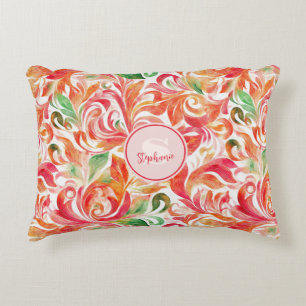 Cojín Decorativo Patrón de hojas de paisley coloridas de inspiració