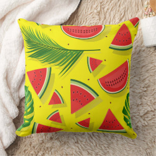 Cojín Decorativo Patrón de hojas de palma tropicales y rodajas de s