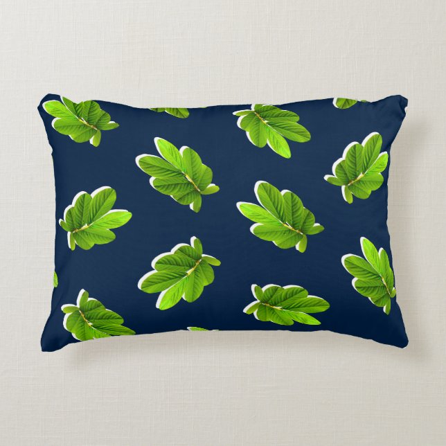 Cojín Decorativo Patrón de hojas del pilar de acento tropical (Anverso)