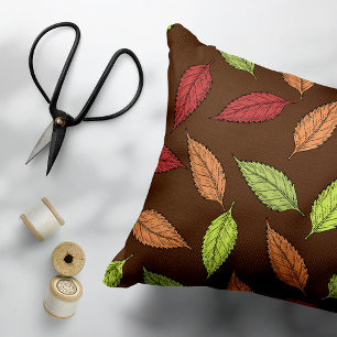 Cojín Decorativo Patrón De Hojas, Hojas Coloridas, Hojas De Otoño