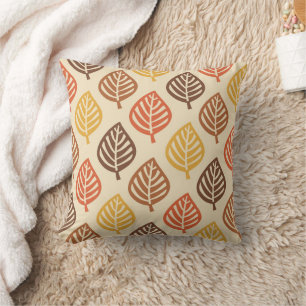 Cojín Decorativo Patrón de hojas otoñales en colores otoñales
