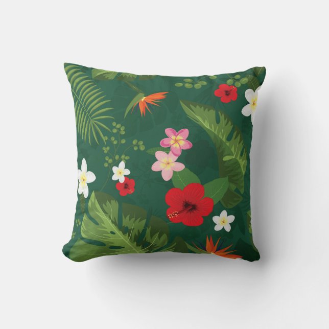 Cojín Decorativo Patrón de hojas tropicales (Anverso)
