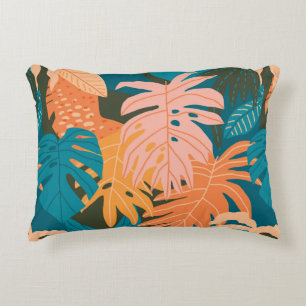 Cojín Decorativo Patrón de hojas tropicales coloridas