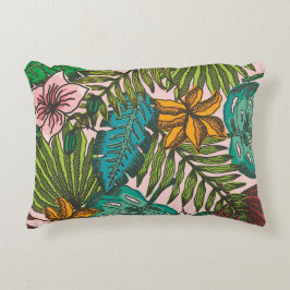 Cojín Decorativo Patrón de Hojas Tropicales - Decoración Floral Boh