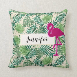 Cojín Decorativo Patrón de hojas tropicales y Personalizado de flam