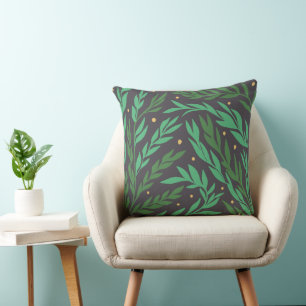 Cojín Decorativo patrón de hojas verdes