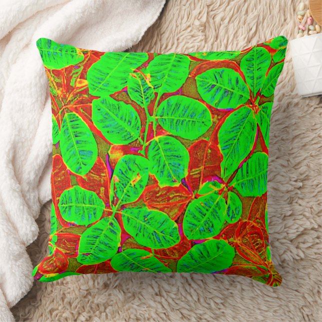 Cojín Decorativo Patrón de hojas verdes (Manta)