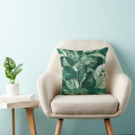 Cojín Decorativo Patrón de hojas verdes modernas