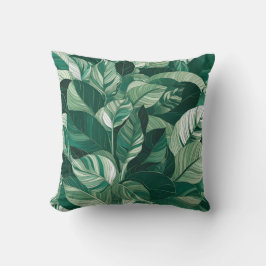 Cojín Decorativo Patrón de hojas verdes modernas