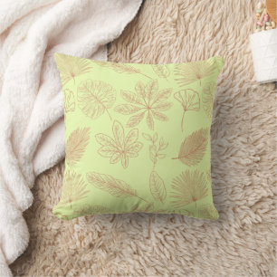 Cojín Decorativo Patrón de hojas verdes pastel y beige