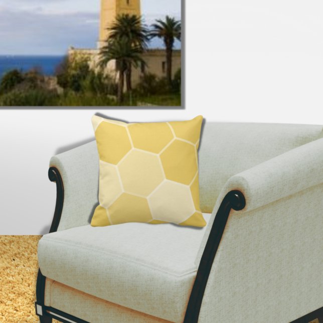 Cojín Decorativo Patrón de Honeycomb amarillo geométrico (Subido por el creador)