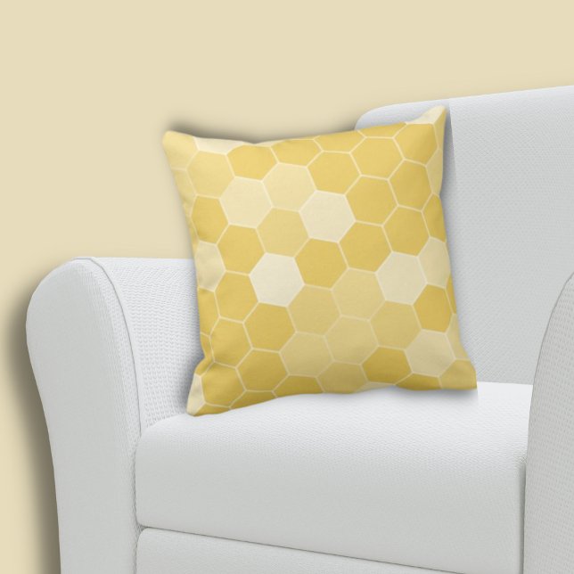 Cojín Decorativo Patrón de Honeycomb amarillo inspirado en la natur (Nature-inspired Yellow Honeycomb Pattern Throw Pillow, Living Room
)
