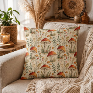 Cojín Decorativo Patrón de hongos del bosque boho