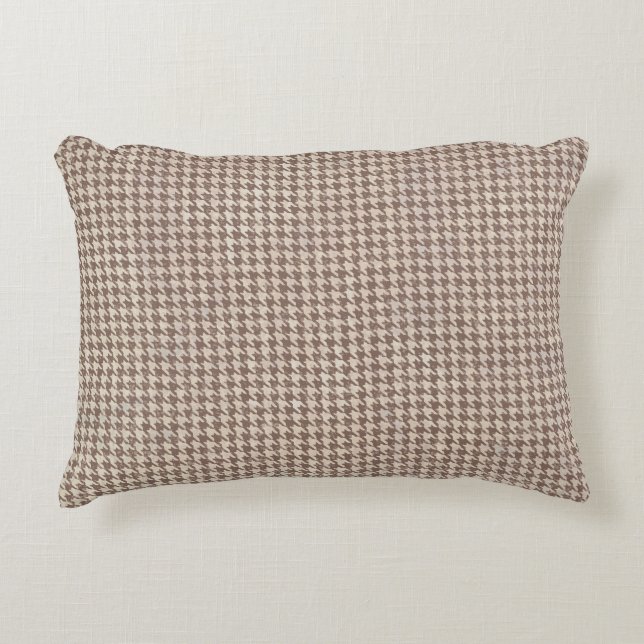 Cojín Decorativo Patrón de Houndstap Brown (Anverso)
