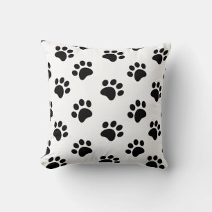 Cojín Decorativo Patrón de huellas de patas en blanco y negro