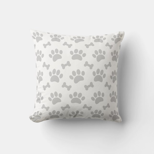 Cojín Decorativo Patrón De Huesos Y Pasta Gris (Anverso)