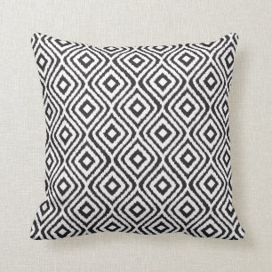 Cojín Decorativo Patrón de ikat tribal blanco negro