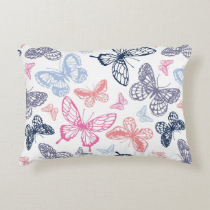 Cojín Decorativo Patrón de Ilustracion de mariposa de color crudo